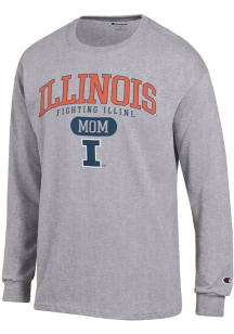 Champion Illinois Fighting Illini Grey Pill Box Mom Jersey Long Sleeve T Shirt
