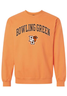Summit Sportswear Bowling Green Falcons Mens Orange Arch Mascot Long Sleeve Crew Sweatshirt