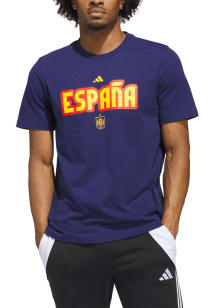 Adidas Spain National Team Navy Blue World Cup Home Jersey Hook Short Sleeve T Shirt
