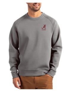 Cutter and Buck Alabama Crimson Tide Mens Graphite Alumni Roam Long Sleeve Crew Sweatshirt
