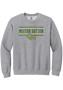 Summit Sportswear George Mason University Mens Grey Bars Long Sleeve Crew Sweatshirt