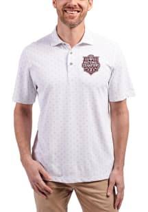 Cutter and Buck Indiana Hoosiers Mens White 2025 CFP National Champions Virtue Eco Pique Tile Shor..