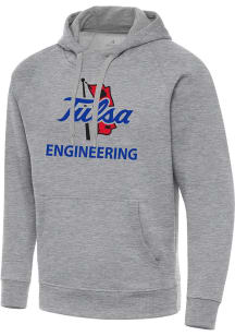 Antigua Tulsa Golden Hurricane Mens Grey Heather Tulsa Engineering  Victory Long Sleeve Hoodie