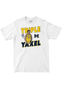 Yaxel Lendeborg Michigan Wolverines White Triple Yaxel Short Sleeve Fashion Player T Shirt