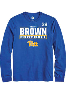 Truitt Brown Pitt Panthers Blue Football NIL Stacked Box Long Sleeve Player T Shirt