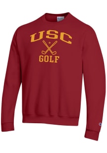 Champion USC Trojans Mens Cardinal Golf Icon Powerblend Long Sleeve Crew Sweatshirt