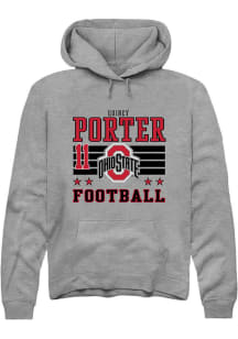 Quincy Porter Ohio State Buckeyes Mens Grey Football NIL Striped Player Hood