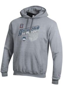 Champion UConn Huskies Mens Grey MBB Final Four 2026 Powerblend Long Sleeve Hoodie