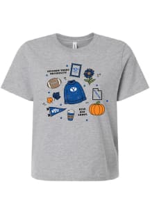 Summit Sportswear BYU Cougars Womens Ash Fall Scattered Icon Short Sleeve T-Shirt