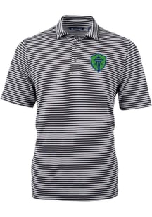 Cutter and Buck Seattle Sounders FC Black Virtue Eco Pique Stripe Big and Tall Polo