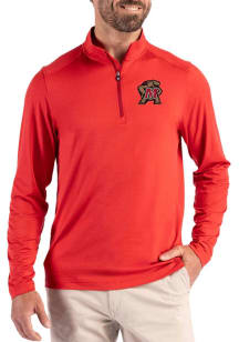 Cutter and Buck Maryland Terrapins Mens Red Coastline Long Sleeve Qtr Zip Pullover