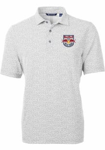 Cutter and Buck New York Red Bulls Mens Grey Virtue Eco Pique Botanical Short Sleeve Polo
