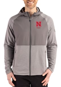 Cutter and Buck Nebraska Cornhuskers Mens Graphite Alumni Peshastin Long Sleeve Full Zip Jacket