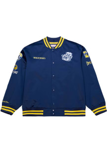 Mitchell and Ness Michigan Wolverines Mens Navy Blue Double Clutch Medium Weight Jacket