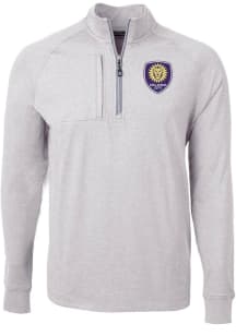 Cutter and Buck Orlando City SC Mens Grey Adapt Eco Long Sleeve Qtr Zip Pullover