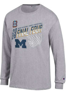 Champion Michigan Wolverines Grey MBB Final Four 2026 Jersey Long Sleeve T Shirt