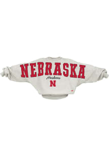 Pressbox Nebraska Cornhuskers Womens Ash Flannigan Crew Sweatshirt