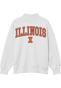 Illinois Fighting Illini Womens White Diana Mock Neck Crew Sweatshirt