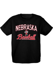 Blue 84 Nebraska Cornhuskers Youth Black Big Ten Baseball Short Sleeve T-Shirt