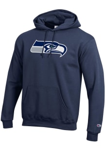 Champion Seattle Seahawks Mens Navy Blue Powerblend Long Sleeve Hoodie