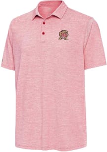 Antigua Maryland Terrapins Mens Red Distressed Stripe Short Sleeve Polo