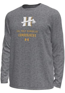 Under Armour Cal Poly Humboldt Lumberjacks Grey Stacked Logo Tech Stretch Long Sleeve T-Shirt