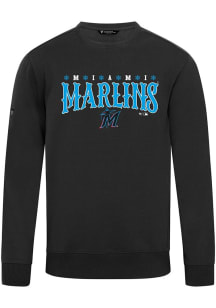 Levelwear Miami Marlins Mens Black Zane Snowflakes Long Sleeve Crew Sweatshirt