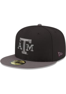 New Era Texas A&M Aggies Mens Black Black Graphite Color Pop GCP 59FIFTY Fitted Hat
