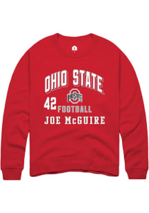 Joe McGuire Ohio State Buckeyes Mens Red Football NIL Arch Logo Player Crew
