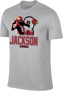 Lamar Jackson Louisville Cardinals Grey NIL Player Graphic Tee Short Sleeve Player T Shirt