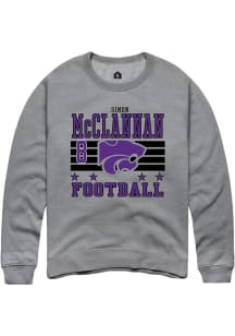 Simon McClannan K-State Wildcats Mens Grey Football NIL Striped Player Crew