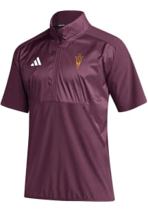 Adidas Arizona State Sun Devils Mens Maroon Sideline Short Sleeve Qtr Zip