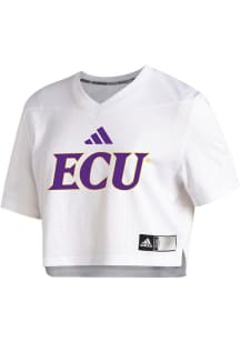 Adidas East Carolina Pirates Womens White Crop Jersey Short Sleeve T-Shirt