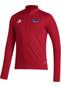 Adidas Florida Atlantic Owls Mens Red Entrada22 Training Long Sleeve Qtr Zip Pullover