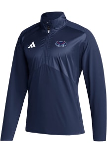 Adidas Florida Atlantic Owls Mens Navy Blue Sideline Woven Long Sleeve Qtr Zip Pullover