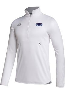 Adidas Florida Atlantic Owls Mens White Stadium Knit Long Sleeve Qtr Zip Pullover