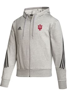Adidas Indiana Hoosiers Mens Grey Fashion Hooded Long Sleeve Full Zip Jacket