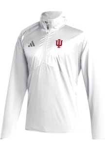 Adidas Indiana Hoosiers Mens White Sideline Woven Long Sleeve Qtr Zip Pullover