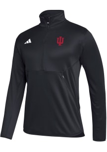 Adidas Indiana Hoosiers Mens Black Stadium Knit Long Sleeve Qtr Zip Pullover