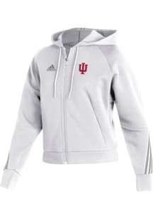 Adidas Indiana Hoosiers Womens White Fashion Hooded Long Sleeve Full Zip Jacket