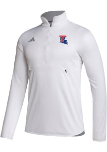 Adidas Louisiana Tech Bulldogs Mens White Stadium Knit Long Sleeve Qtr Zip Pullover