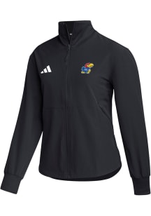 Adidas Kansas Jayhawks Womens Black Travel Woven Light Weight Jacket