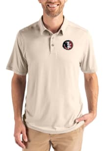 Cutter and Buck Florida State Seminoles Mens Oatmeal Vault Coastline Eco Short Sleeve Polo