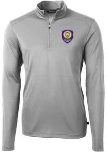 Cutter and Buck Orlando City SC Mens Grey Virtue Eco Pique Long Sleeve Qtr Zip Pullover