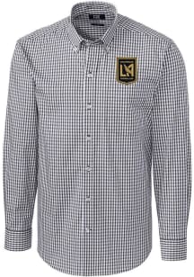 Cutter and Buck Los Angeles FC Mens Charcoal Easy Care Gingham Long Sleeve Dress Shirt