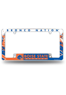 Boise State Broncos Primary All Over Chrome License Plate Frame - White