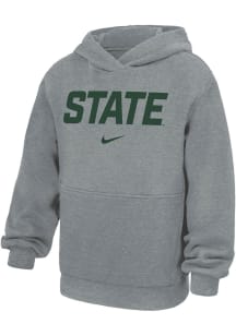 Nike Michigan State Spartans Youth Dark Grey Team Wordmark Long Sleeve Hoodie