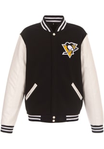 Pittsburgh Penguins Mens Black Reversible Varsity Medium Weight Jacket