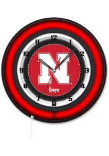 Nebraska Cornhuskers 19in Neon Wall Clock