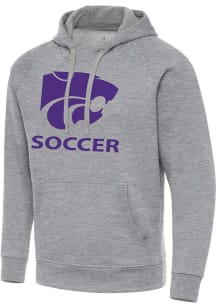 Antigua K-State Wildcats Mens Grey Heather Soccer  Victory Long Sleeve Hoodie